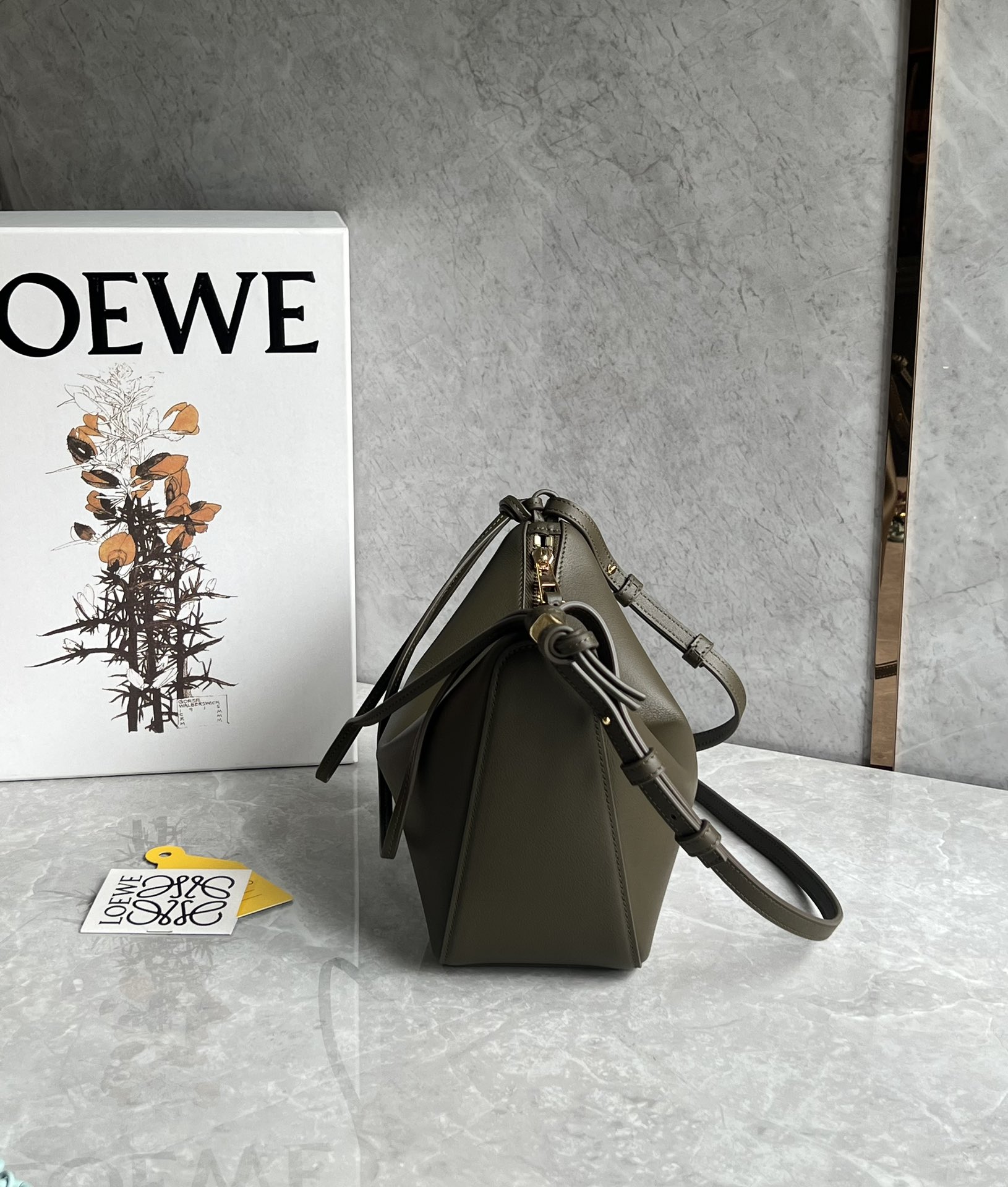 Loewe Mini Hammock Hobo Bag in Classic Calfskin Dark Green